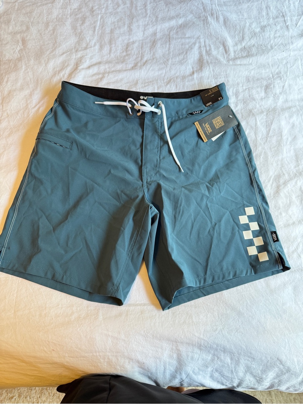 Vans Teal Checkerboard Swim Boardshorts